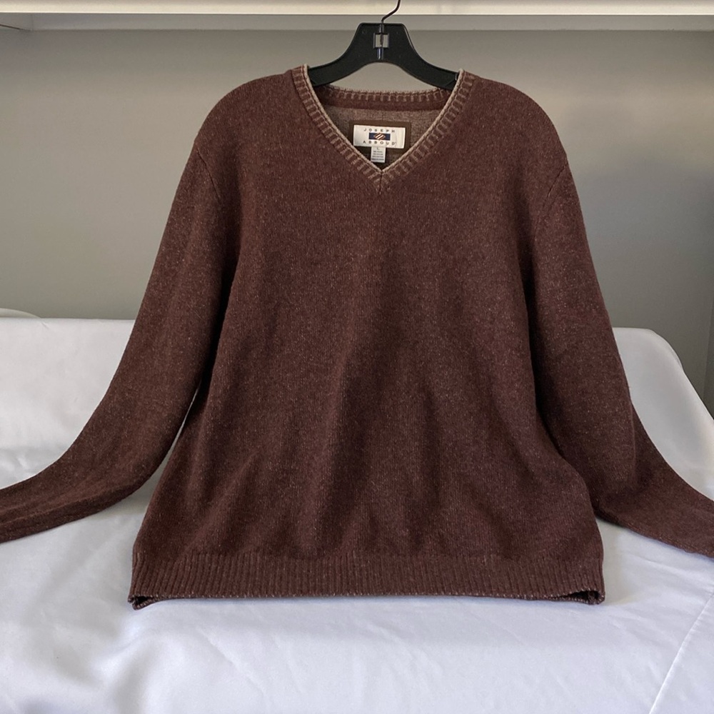 Joseph Abboud Mens V Neck Elbow Patch Sweater size L